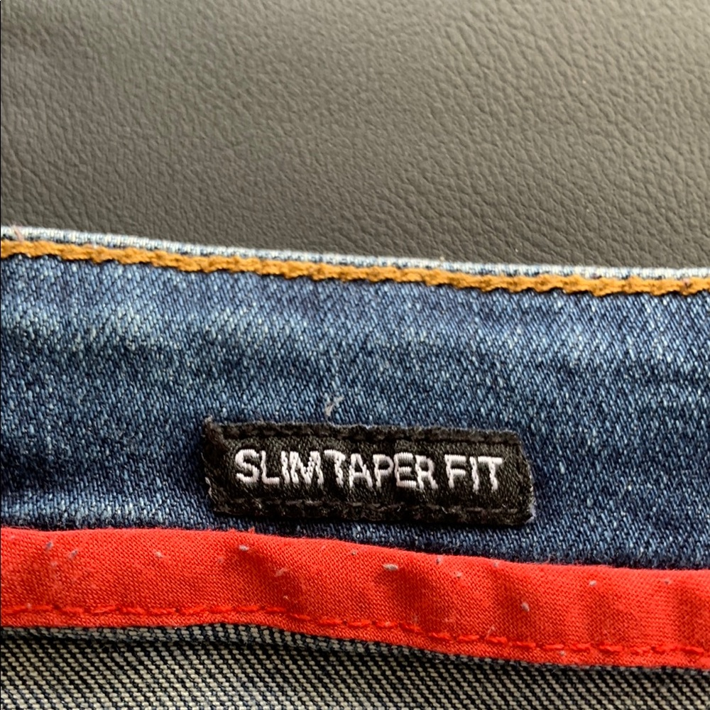 Switch Remarkable Distressed Patch Jeans 42x34 Me… - image 3